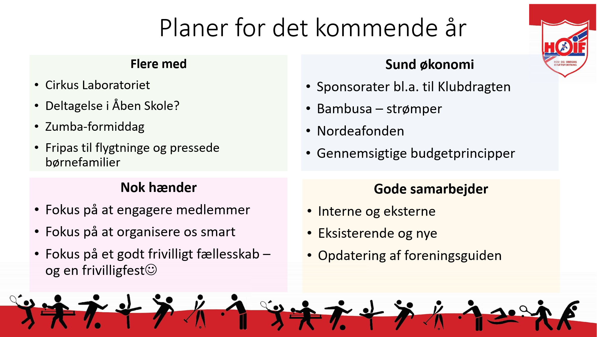 Planer for det kommende år i HOIF